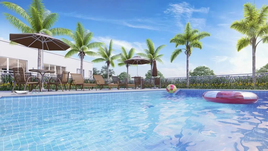 Morar no Rio de Janeiro? 4 motivos para escolher o bairro JacarepaguĆ” Imagem da piscina do Reserva do Sol, empreendimento da Direcional no Rio de Janeiro