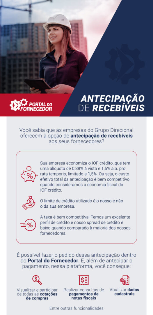 br portal do fornecedor antecipacao de recebiveis nao fornecedor 01 Como funciona a antecipação de recebíveis no Grupo Direcional