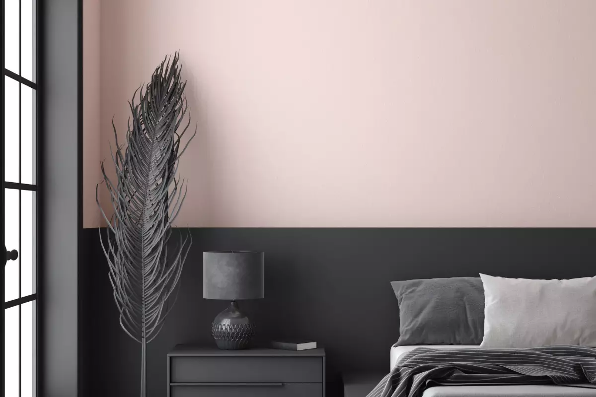 Pintura dividida em parede de quarto. 