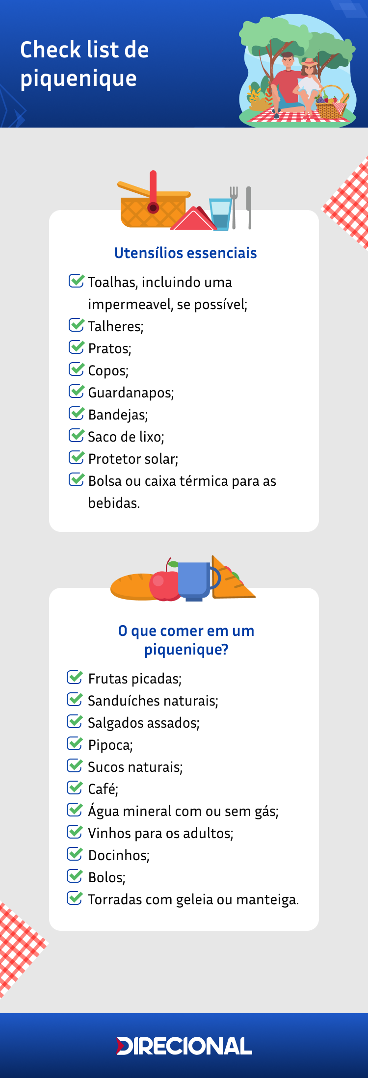 PIQUENIQUE Confira dicas para planejar o seu piquenique em casa