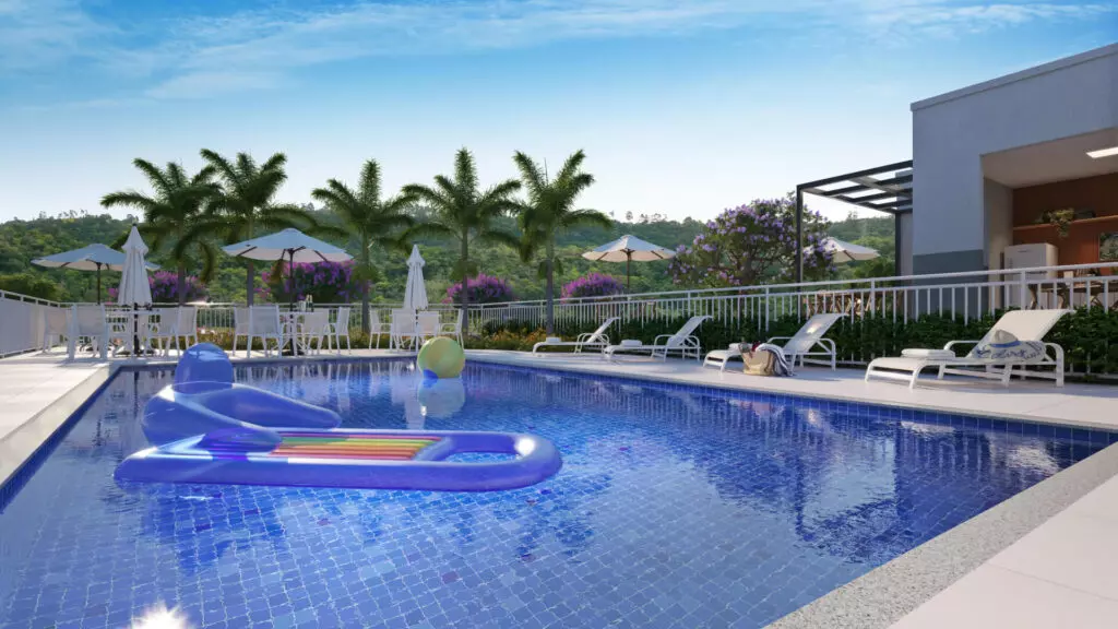 A Black Friday da Direcional pode virar o seu apartamento black friday Piscina do Conquista Oceânica, empreendimento da Direcional do Rio de Janeiro