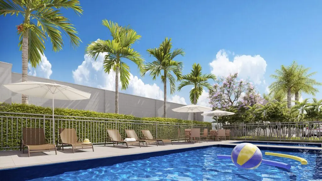Área de lazer com piscina