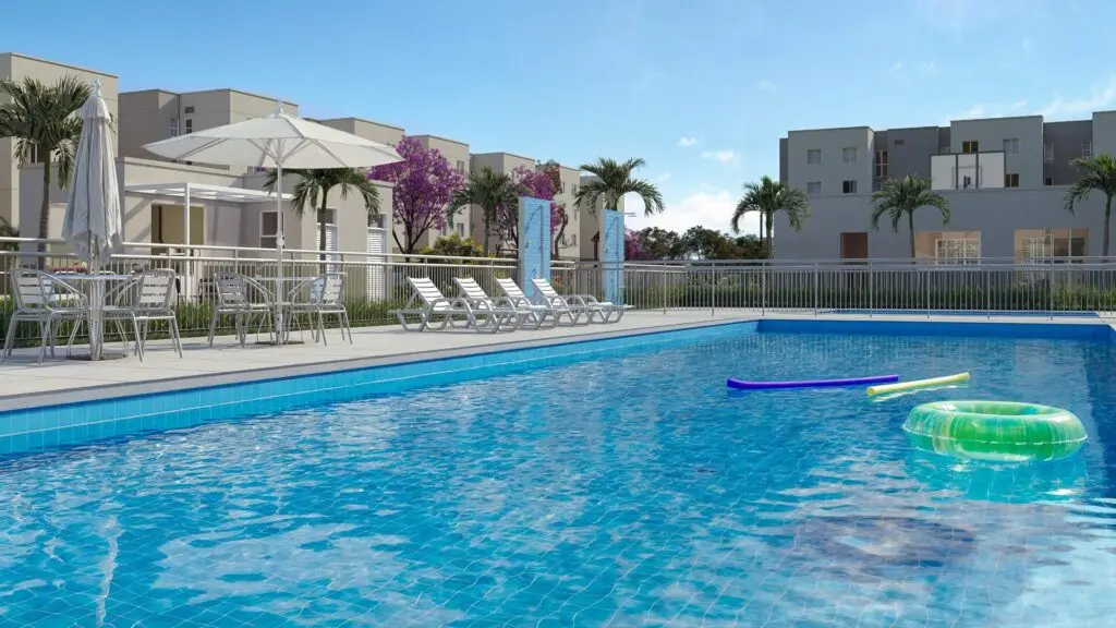Subsídio Minha Casa, Minha Vida: O que é e como funciona? Piscina do Total Ville Ikeda, empreendimento da Direcional em Ceilândia/DF